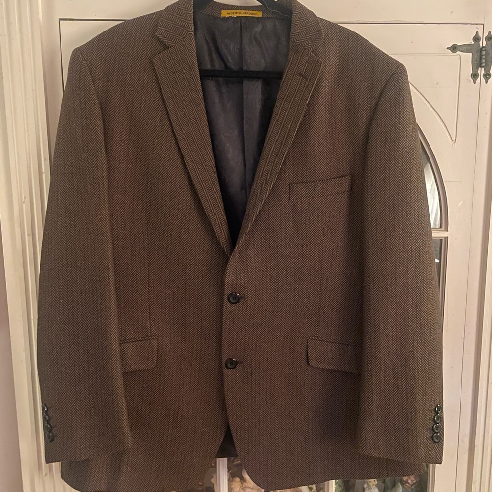 Elegant Brown Herringbone Blazer Rome Italy